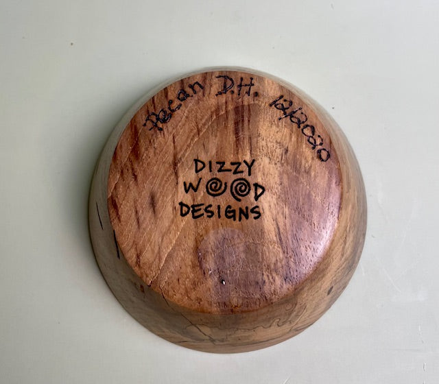 Native Texas pecan bowl with 100% food safe oil-based finish and buffed to a matte sheen.