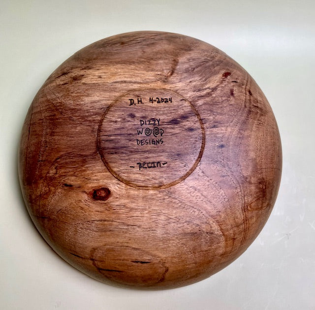 Native Texas pecan bowl with 100% food safe oil-based finish and buffed to a matte sheen.