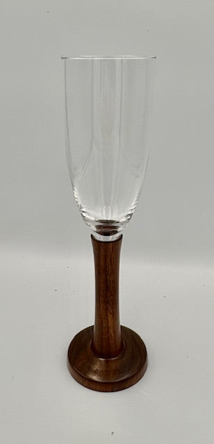 Champagne Flute with Black Walnut base