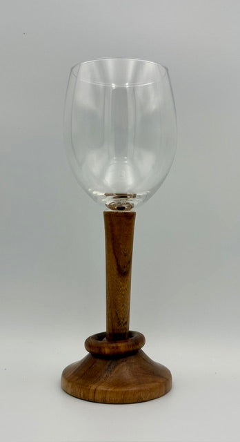 Bordeaux Wine Glass with Oak base and captive ring