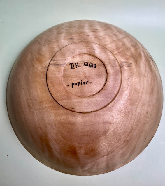 Poplar bowl with 100% food safe oil-based finish and buffed to a matte sheen.