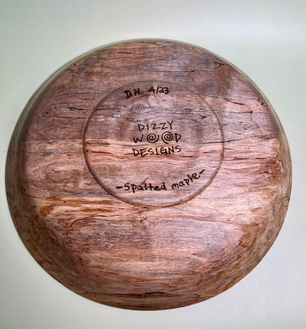 Spalted maple bowl with 100% food safe oil-based finish and buffed to a matte sheen.