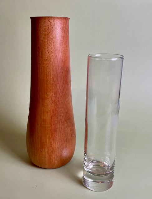 Beech Flower Vase with Glass Insert